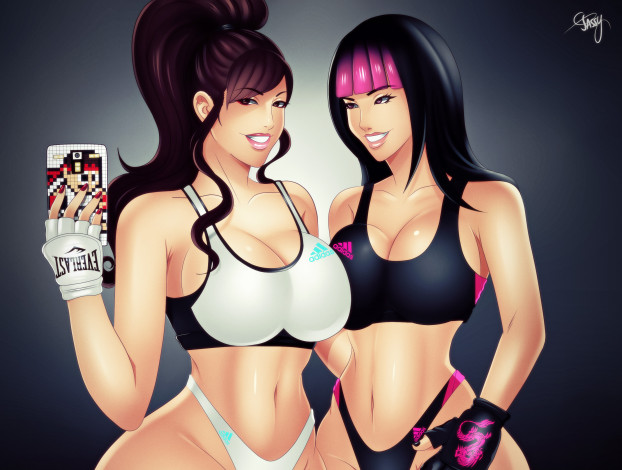 Обои картинки фото разное, арты, девушки, взгляд, фон