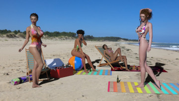 Картинка 3д+графика люди+ people девушки взгляд фон