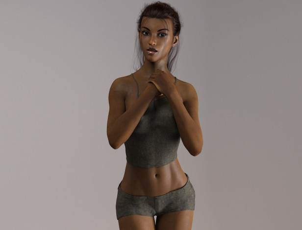 Обои картинки фото 3д графика, люди , people, девушка, фон, взгляд