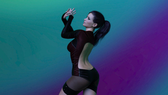 Обои картинки фото 3д графика, люди , people, фон, взгляд, девушка