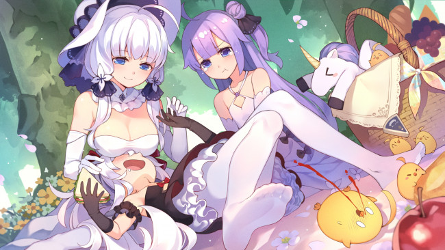 Обои картинки фото аниме, azur lane, hms, unicorn, azur, lane, hmas, vampire, tsubasa, illustrious