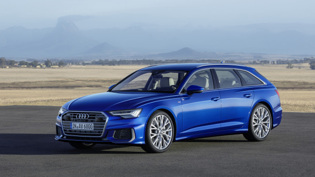 Обои картинки фото audi a6 avant 2019, автомобили, audi, a6, avant, 2019, blue