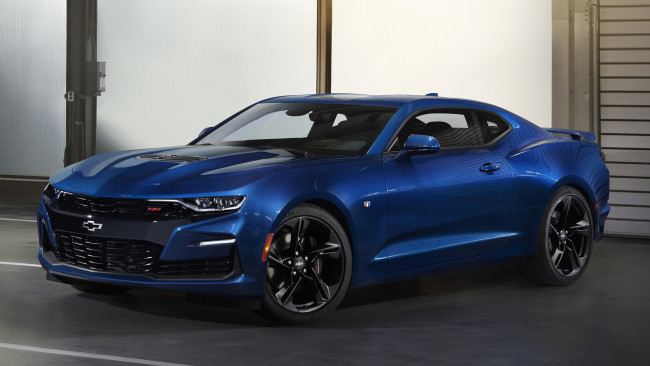 Обои картинки фото chevrolet camaro ss coupe 2019, автомобили, camaro, 2019, coupe, ss, chevrolet, blue