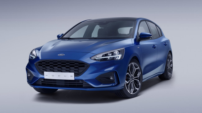 Обои картинки фото ford focus hatchback st-line 2019, автомобили, ford, 2019, st-line, hatchback, focus, blue