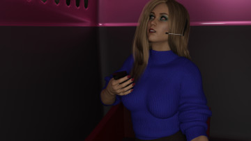 Картинка 3д+графика люди+ people девушка взгляд фон