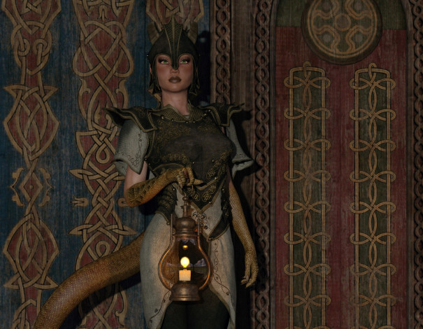 Обои картинки фото 3д графика, фантазия , fantasy, фон, взгляд, девушка