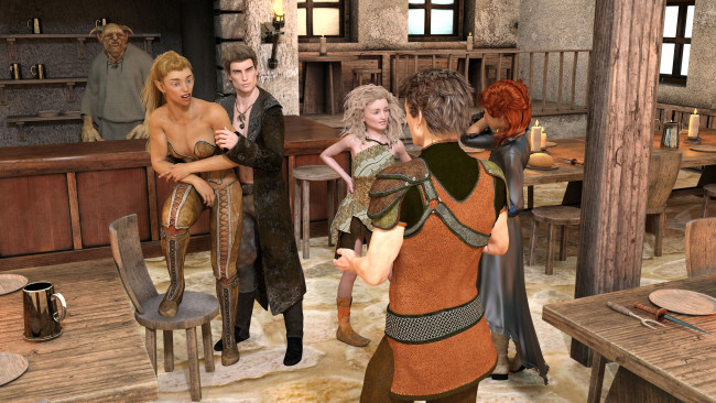 Обои картинки фото 3д графика, фантазия , fantasy, фон, взгляд, девушки