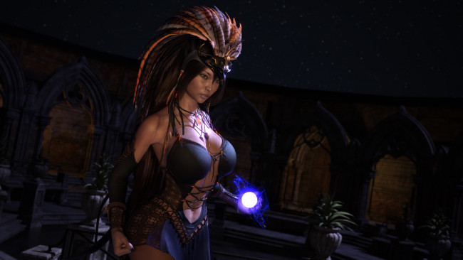 Обои картинки фото 3д графика, фантазия , fantasy, взгляд, фон, девушка