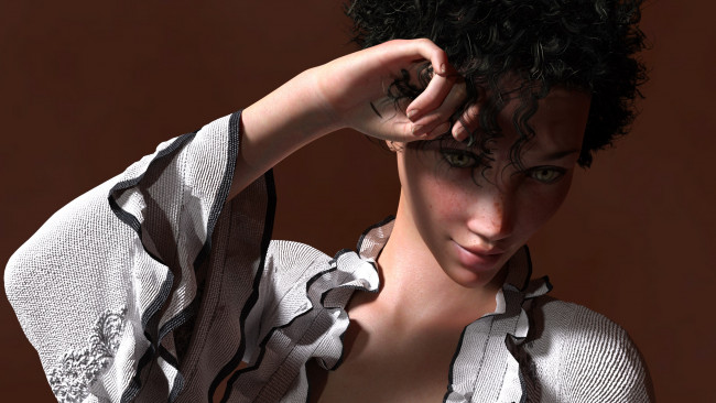 Обои картинки фото 3д графика, люди , people, девушка, взгляд, фон