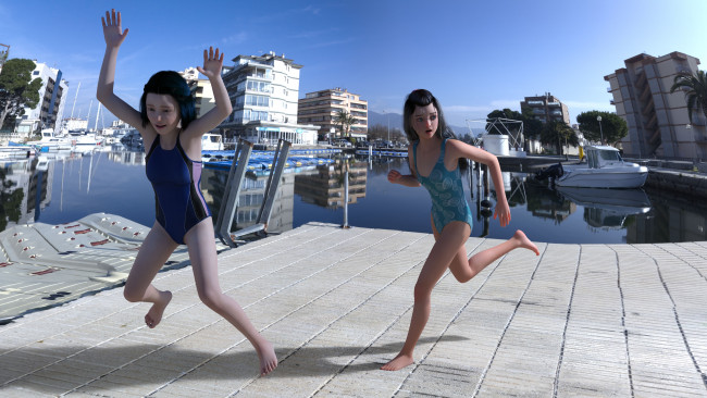 Обои картинки фото 3д графика, люди , people, фон, взгляд, девушки