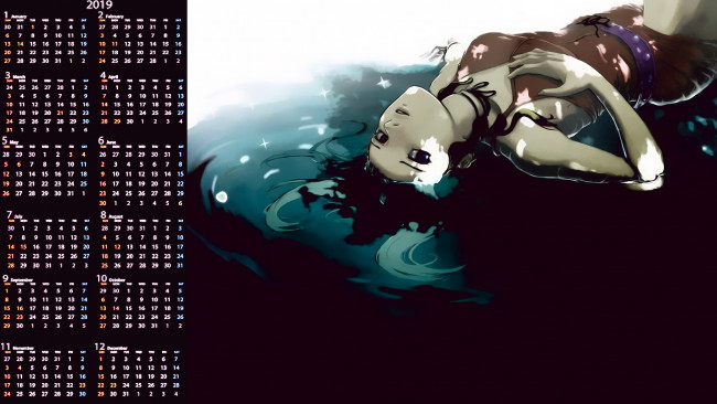 Обои картинки фото календари, аниме, девушка