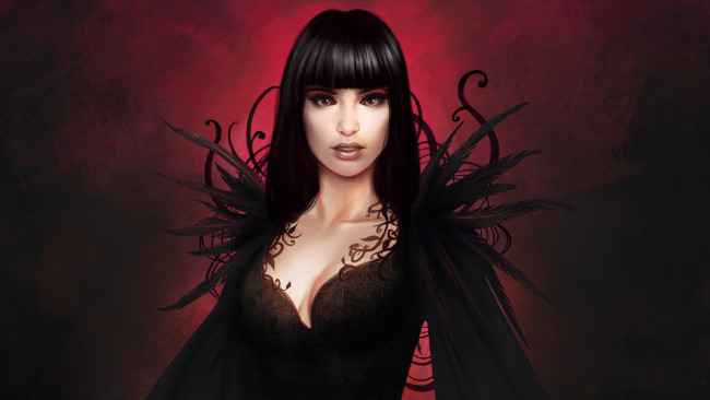 Обои картинки фото фэнтези, девушки, девушка, фон, взгляд, платье