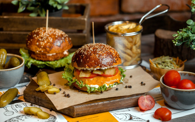 Обои картинки фото еда, бутерброды,  гамбургеры,  канапе, гамбургеры