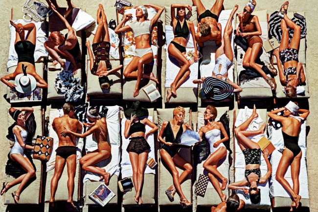 Обои картинки фото разное, люди, девушки, парни, купальники, пляж, шляпы