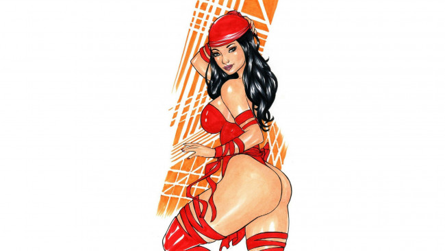 Обои картинки фото рисованное, комиксы, девушка, фон, взгляд, униформа, бандана