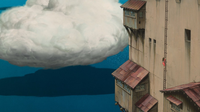 Обои картинки фото аниме, spirited away, дом, лестница, облако