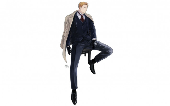 Обои картинки фото аниме, unknown,  другое , парень, костюм, пальто