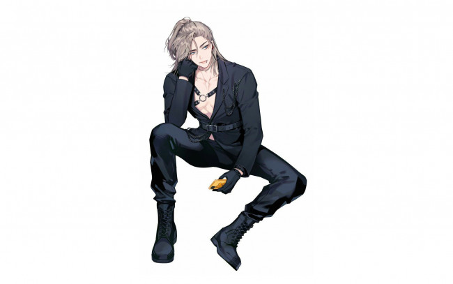 Обои картинки фото аниме, unknown,  другое , парень, телефон