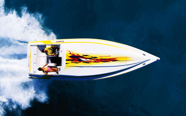 Обои картинки фото корабли, моторные лодки, катер, пара, море, скорость