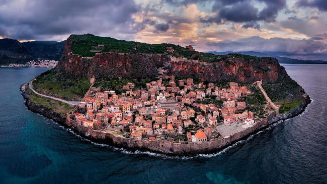Обои картинки фото monemwasia, greece, города, - панорамы