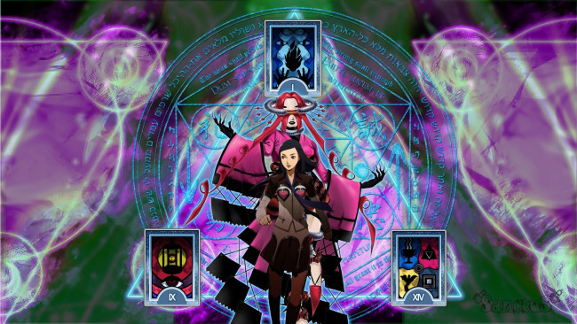 Обои картинки фото видео игры, shin megami tensei,  persona 4, персонажи, печати, таро, магия