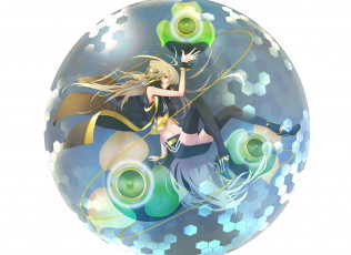 Картинка аниме vocaloid девушка музыка наушники чулки сфера