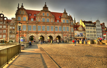 Картинка гданьск польша города брусчатка здания мостовая