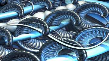 Картинка 3д графика fractal фракталы фон линии синий