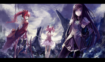 Картинка аниме mahou shoujo madoka magika kaname sakura kyouko akemi homura magica