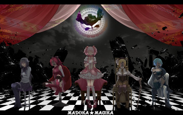 Картинка аниме mahou shoujo madoka magika sakura kyouko kaname akemi homura tomoe mami miki sayaka magica