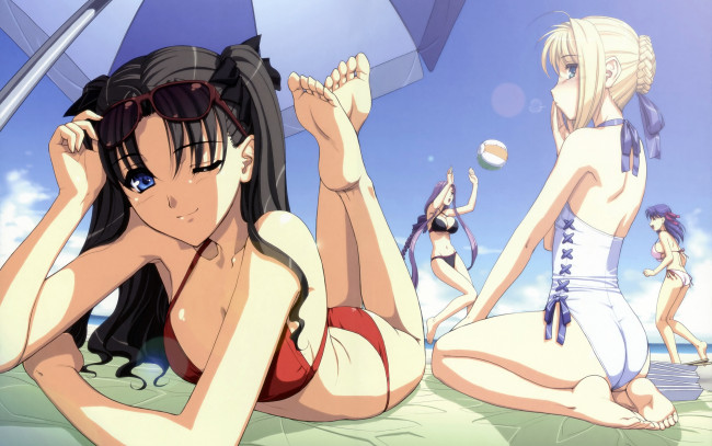 Обои картинки фото аниме, fate, stay, night, saber, tohsaka, rin