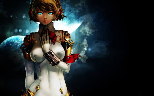 Обои картинки фото аниме, persona, aegis, wing, девушка, наушники, костюм, киборг