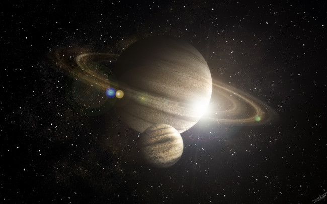 Обои картинки фото космос, арт, кольца, планеты