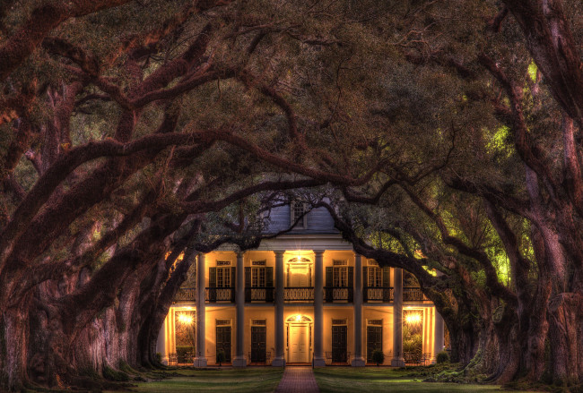 Обои картинки фото поместье, луизианне, сша, города, здания, дома, дубовая, аллея, усадьба