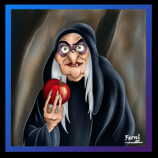 обоя мультфильмы, snow, white, and, the, seven, dwarfs, старушка, яблоко