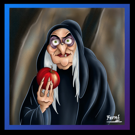 Обои картинки фото мультфильмы, snow, white, and, the, seven, dwarfs, старушка, яблоко