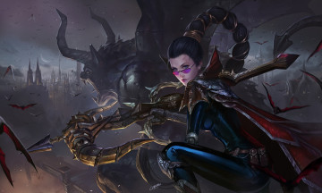 Картинка видео+игры league+of+legends арбалет монстр очки девушка vayne летучие мыши league of legends chenbo арт замок