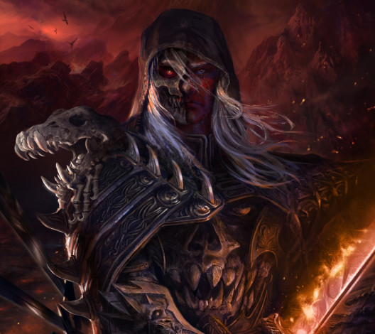 Обои картинки фото видео игры, legend of the cryptids, воин, меч, маска, капюшон, мужчина