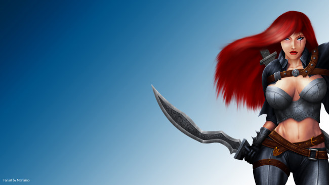 Обои картинки фото видео игры, league of legends, кинжалы, фон, девушка, katarina, league, of, legends