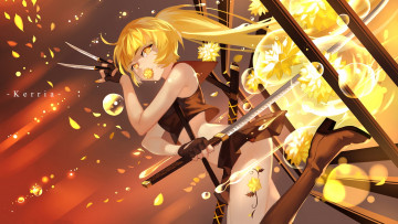 Картинка аниме оружие +техника +технологии фон взгляд девушка