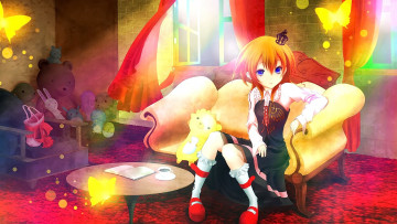 Картинка аниме umineko+no+naku+koro+ni девушка взгляд фон