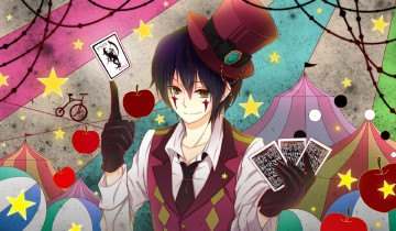 Картинка аниме unknown +другое парень клоун карты шляпа