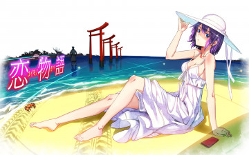 Картинка аниме bakemonogatari девушка взгляд фон