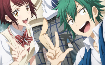 Картинка yamada-kun+to+7-nin+no+majo аниме парень фон взгляд девушка