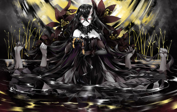 Картинка аниме ангелы +демоны руки коса девушка цветы