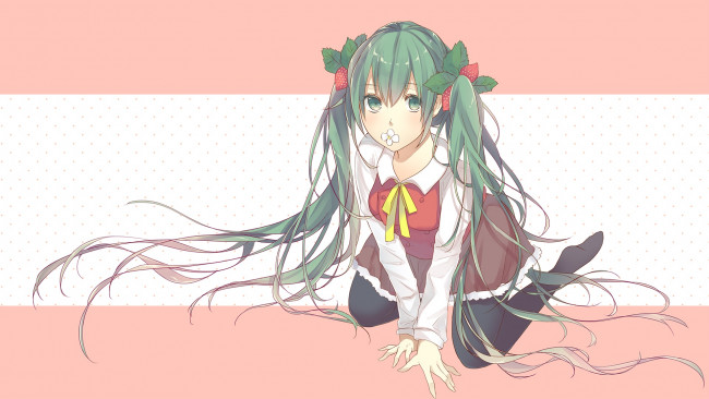 Обои картинки фото аниме, vocaloid, взгляд, фон, девушка