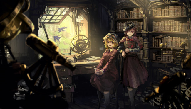 Обои картинки фото аниме, touhou, maribel, han, usami, renko
