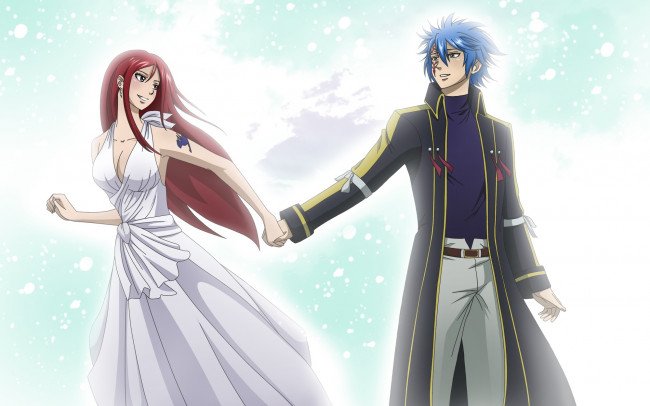 Обои картинки фото аниме, fairy tail, хвочт, феи, девушка, парень