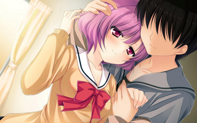 Обои картинки фото mizu no miyako no patisserie, аниме, нежность, пара, парень, девушка