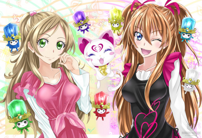 Обои картинки фото pretty cure, аниме, unknown,  другое, девушки, взгляд, фон